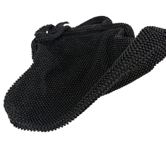 Stunning Vintage 1950's Black Corde Bead Cavier Evening bag Purse - Picture 12 of 15